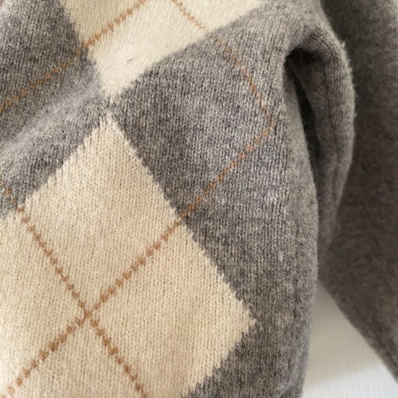 UNIQLO 100% Wool Light Grey Argyle Sweater Size L - Picture 4 of 5